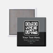 Moderner scannbarer QR-Code | Schwarz Grau & Weiß Magnet (Vorderseite/Rückseite)