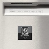 Moderner scannbarer QR-Code | Schwarz Grau & Weiß Magnet (In Situ (Geschirrspüler))