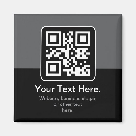 Moderner scannbarer QR-Code | Schwarz Grau & Weiß Magnet (Vorne)