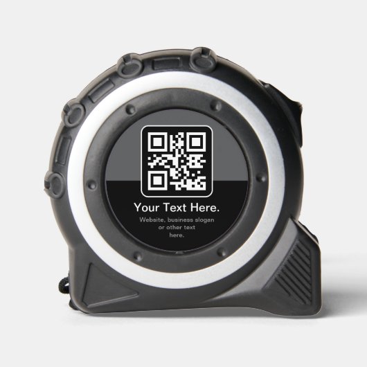 Moderner scannbarer QR-Code | Schwarz Grau & Weiß Maßband (Vorderseite)