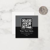 Moderner scannbarer QR-Code | Schwarz Grau & Weiß Mitteilungskarte (Vorderseite/Rückseite Beispiel)