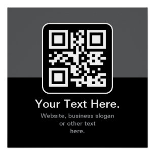 Moderner scannbarer QR-Code   Schwarz Grau & Weiß Poster