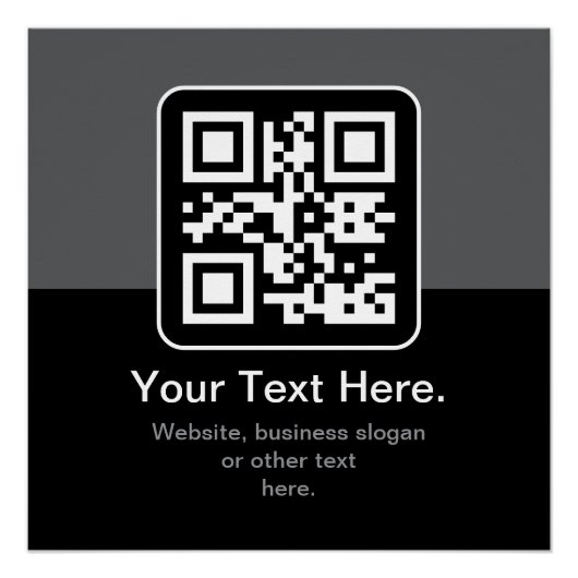 Moderner scannbarer QR-Code | Schwarz Grau & Weiß Poster (Vorderseite)