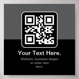 Moderner scannbarer QR-Code   Schwarz Grau & Weiß Poster