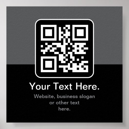 Moderner scannbarer QR-Code | Schwarz Grau & Weiß Poster (Vorne)