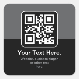 Moderner scannbarer QR-Code   Schwarz Grau & Weiß Quadratischer Aufkleber