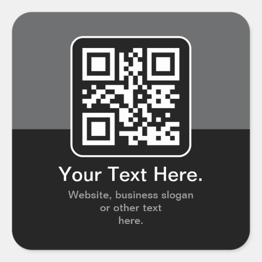 Moderner scannbarer QR-Code | Schwarz Grau & Weiß Quadratischer Aufkleber (Vorderseite)