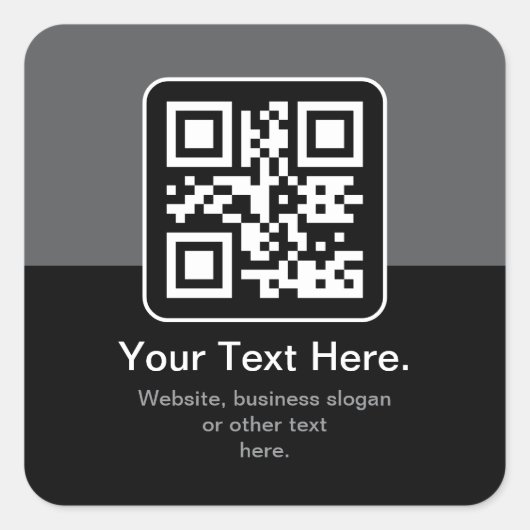 Moderner scannbarer QR-Code | Schwarz Grau & Weiß Quadratischer Aufkleber (Vorderseite)