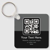Moderner scannbarer QR-Code | Schwarz Grau & Weiß Schlüsselanhänger (Vorderseite)