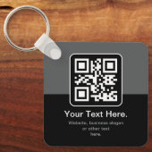 Moderner scannbarer QR-Code | Schwarz Grau & Weiß Schlüsselanhänger (Vorderseite)
