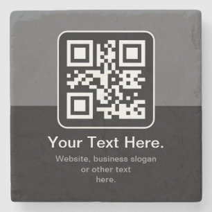 Moderner scannbarer QR-Code Schwarz Grau & Weiß Steinuntersetzer