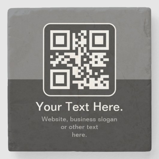 Moderner scannbarer QR-Code | Schwarz Grau & Weiß Steinuntersetzer (Vorderseite)