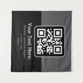 Moderner scannbarer QR-Code | Schwarz Grau & Weiß Wandteppich (Vorderseite (Horizontal))