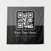Moderner scannbarer QR-Code | Schwarz Grau & Weiß Wandteppich (Vorderseite)