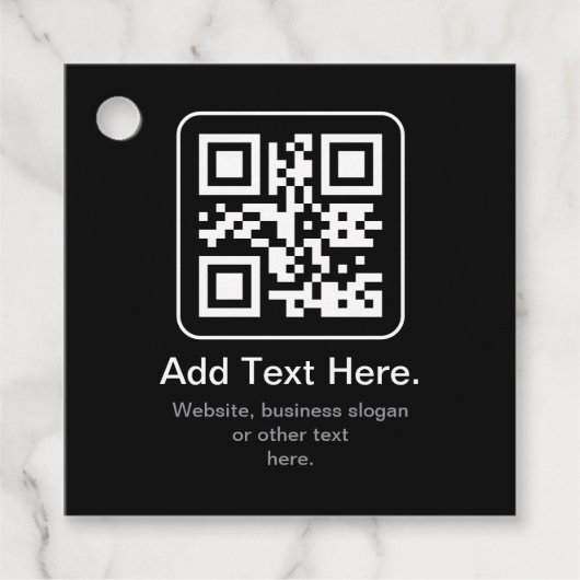 Moderner scannbarer QR-Code | Schwarz Weiß & Grau Geschenkanhänger (Vorderseite)