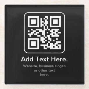 Moderner scannbarer QR-Code Schwarz Weiß & Grau Glasuntersetzer