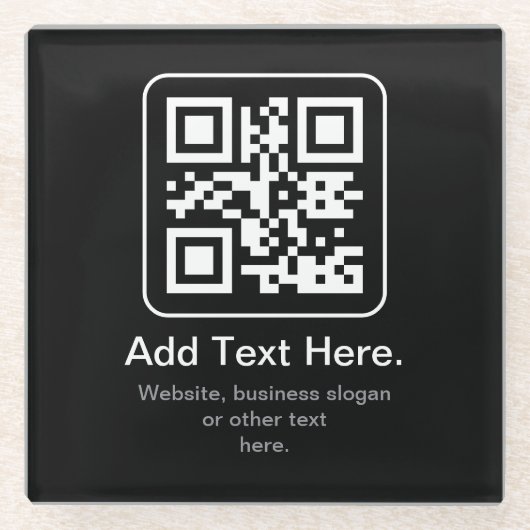 Moderner scannbarer QR-Code | Schwarz Weiß & Grau Glasuntersetzer (Vorderseite)