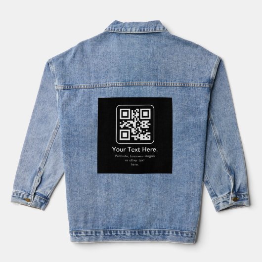 Moderner scannbarer QR-Code | Schwarz Weiß & Grau Jeansjacke (Rückseite)