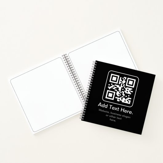 Moderner scannbarer QR-Code | Schwarz Weiß & Grau Notizblock (Innenseite)