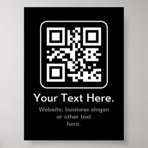 Moderner scannbarer QR-Code   Schwarz Weiß & Grau Poster