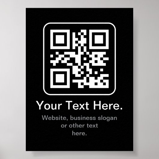 Moderner scannbarer QR-Code | Schwarz Weiß & Grau Poster (Vorne)