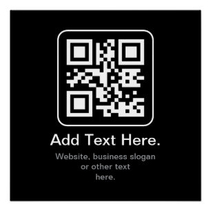 Moderner scannbarer QR-Code   Schwarz Weiß & Grau Poster