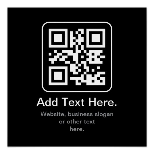 Moderner scannbarer QR-Code | Schwarz Weiß & Grau Poster (Vorderseite)