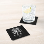 Moderner scannbarer QR-Code | Schwarz Weiß & Grau Rechteckiger Pappuntersetzer (Vor Ort)