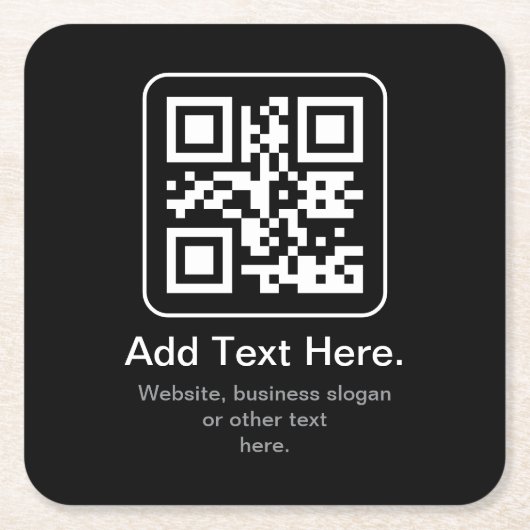 Moderner scannbarer QR-Code | Schwarz Weiß & Grau Rechteckiger Pappuntersetzer (Vorderseite)