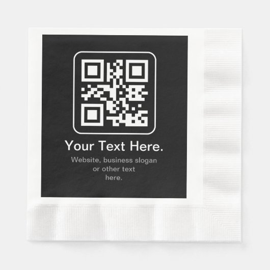 Moderner scannbarer QR-Code | Schwarz Weiß & Grau Serviette (Vorderseite)