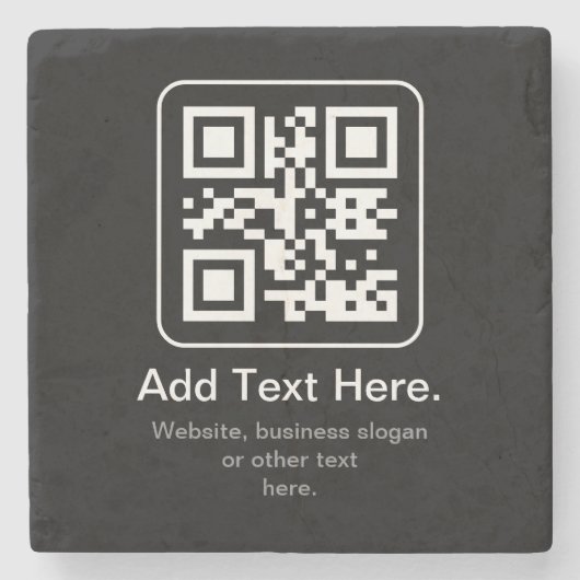 Moderner scannbarer QR-Code | Schwarz Weiß & Grau Steinuntersetzer (Vorderseite)