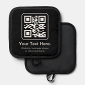 Moderner scannbarer QR-Code | Schwarz Weiß & Grau Topflappen (Vorderseite/Rückseite)