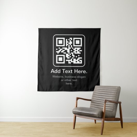 Moderner scannbarer QR-Code | Schwarz Weiß & Grau Wandteppich (Beispiel (Horizontal))