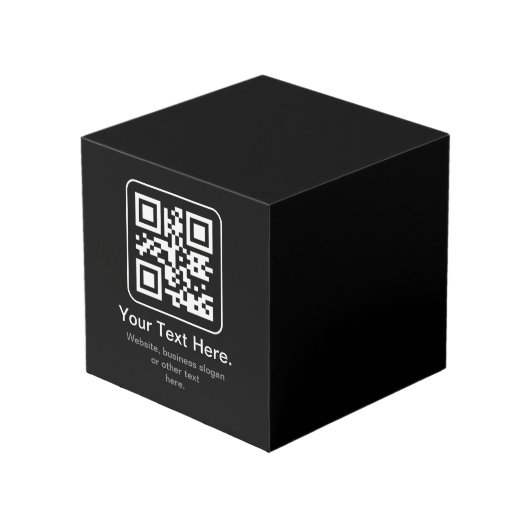Moderner scannbarer QR-Code | Schwarz Weiß & Grau Würfel (Vorderseite Schrägansicht)