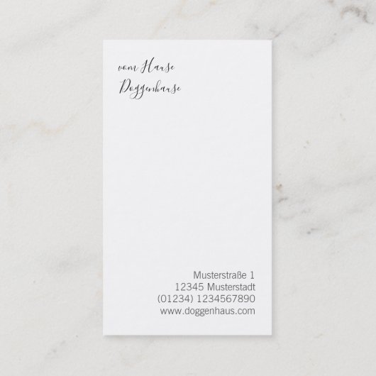 Moderner Schäferhund Visitenkarte (Rückseite)