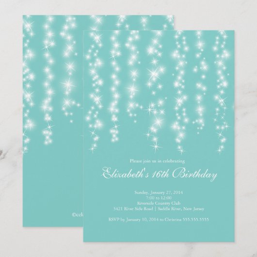Moderner Schein-blaues 16. Einladung (Vorne/Hinten)