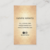 Moderner Schere & Hand Logo Friseur Salon Gold Visitenkarte (Rückseite)