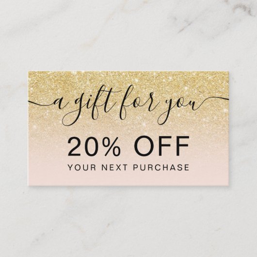 Moderner schicke Glitzer rot ombre beruflich Rabattkarte (Vorderseite)