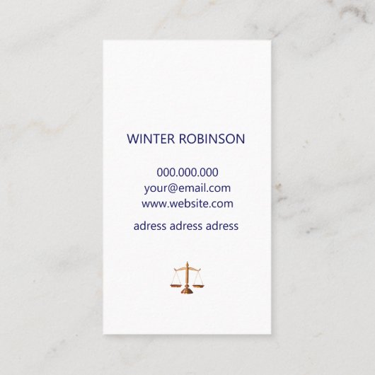 Moderner, schicker Anwalt am Gesetz Mitternacht bl Visitenkarte (Rückseite)