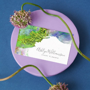 Moderner, schicker Aquarellblau & Aqua Spritzer Visitenkarte