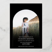 Moderner schicker Bohbogen schwarz 4 Foto Abschlus Folieneinladung (Rückseite)