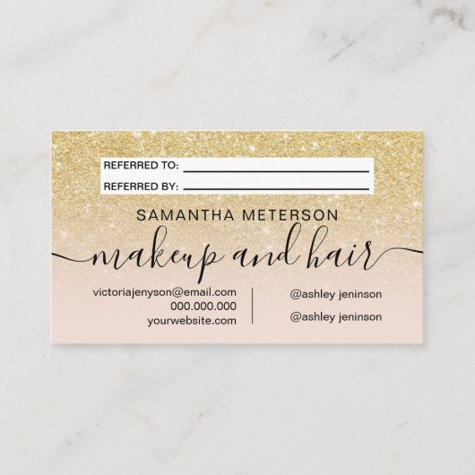 Moderner, schicker Glitzer Rote Ober beruflich Empfehlungskarte (Rückseite)