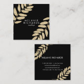 Moderner schicker Glitzer verlasse schwarzes Make- Quadratische Visitenkarte (Vorne/Hinten)