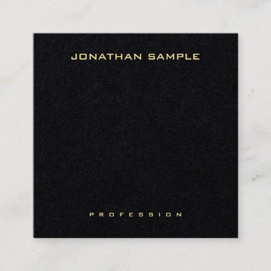 Moderner schicker Gold Text Elegant Einfaches Prem Quadratische Visitenkarte (Vorderseite)