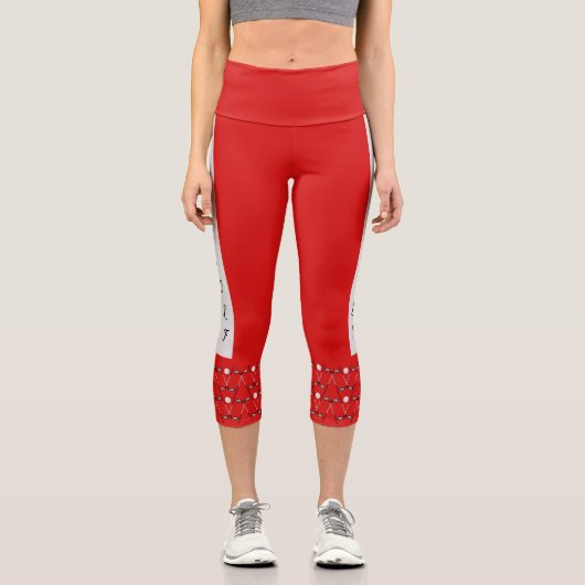 Moderner, schicker Golftext rot Capri Leggings (Vorderseite)
