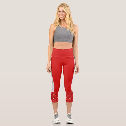 Moderner, schicker Golftext rot Capri Leggings (Vorderseite)