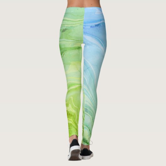 Moderner, schicker, grüner Marmor Leggings (Rückseite)