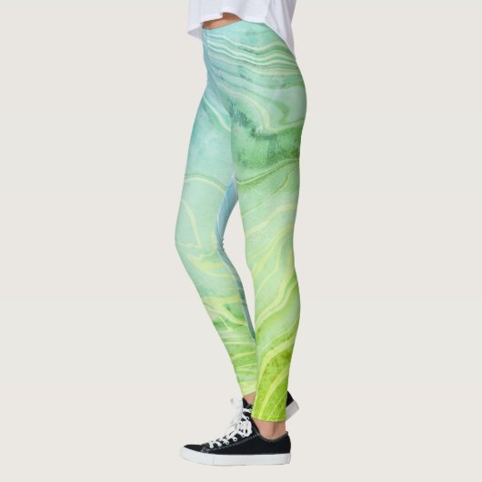 Moderner, schicker, grüner Marmor Leggings (Links)