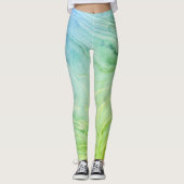 Moderner, schicker, grüner Marmor Leggings (Vorderseite)