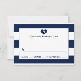 Moderner schicker Navy Blue & White Wedding RSVP